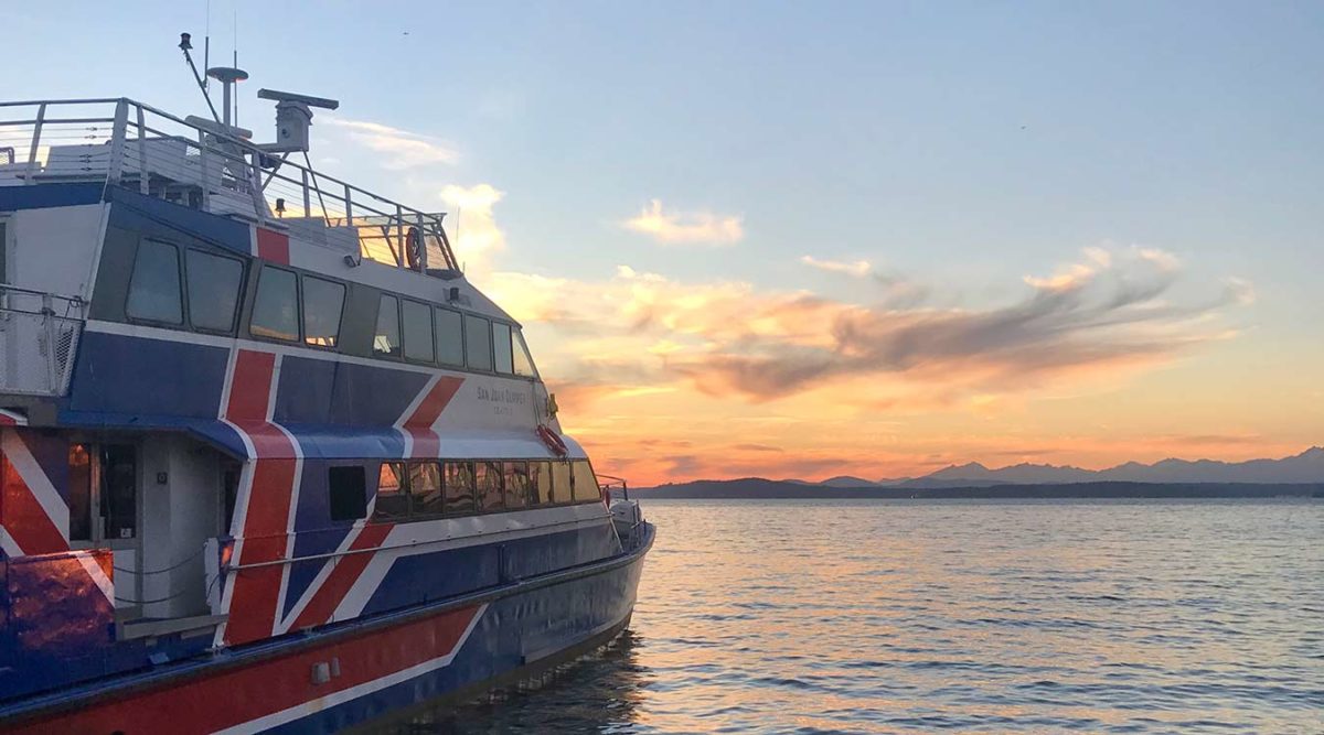 Enjoy a stunning sunset on board the Clipper.